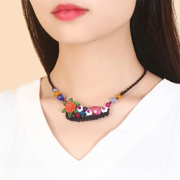 Original Handmade Ethnic Style Agate Short Necklace Femininity Retro Versatile Collarbone Chain Simple Classical Accessories