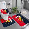 Genoa C.F.C Printed 3Pcs Bathroom Mat Set, Bath Rug + Contour Mat + Toilet Lid Cover, Non-slip Absorbent Washable Bathroom Decor