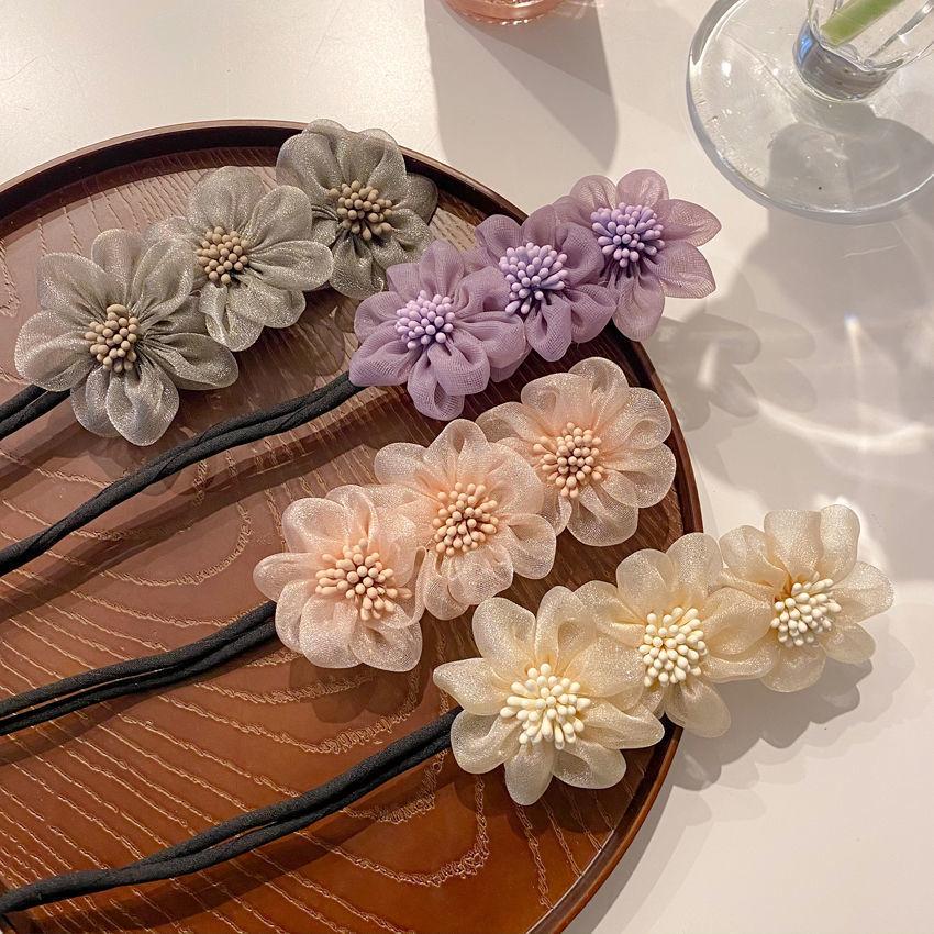 Hairstyle Making Long Tool Sweet Hair Braide Rope Hairbands Korean Accessories Women Elegant Bud Chiffon Flower Maker Maruko LS