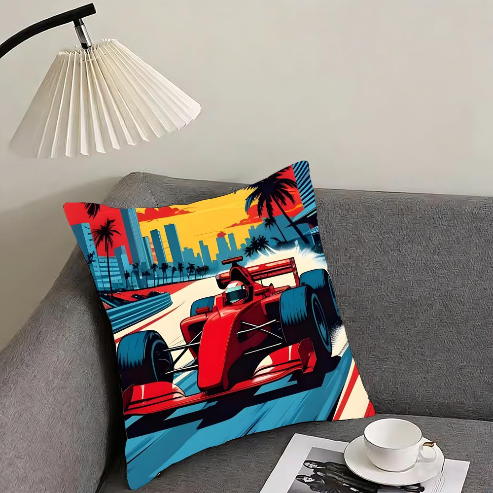 Racing Cool Cushion Cover Pillowcase Ultra Soft Skin Friendly Fabric Cloud Like Comfort Concealed Zipper