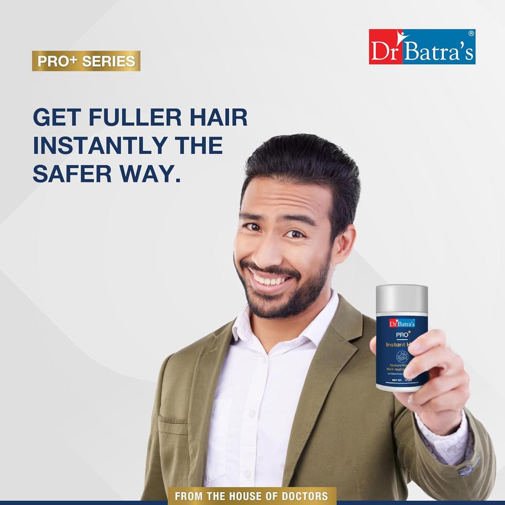 Dr Batra's Pro Instant Hair Dark Brown Keratin Hair Fibre for Bald Spot Coverage Thickening 12gm