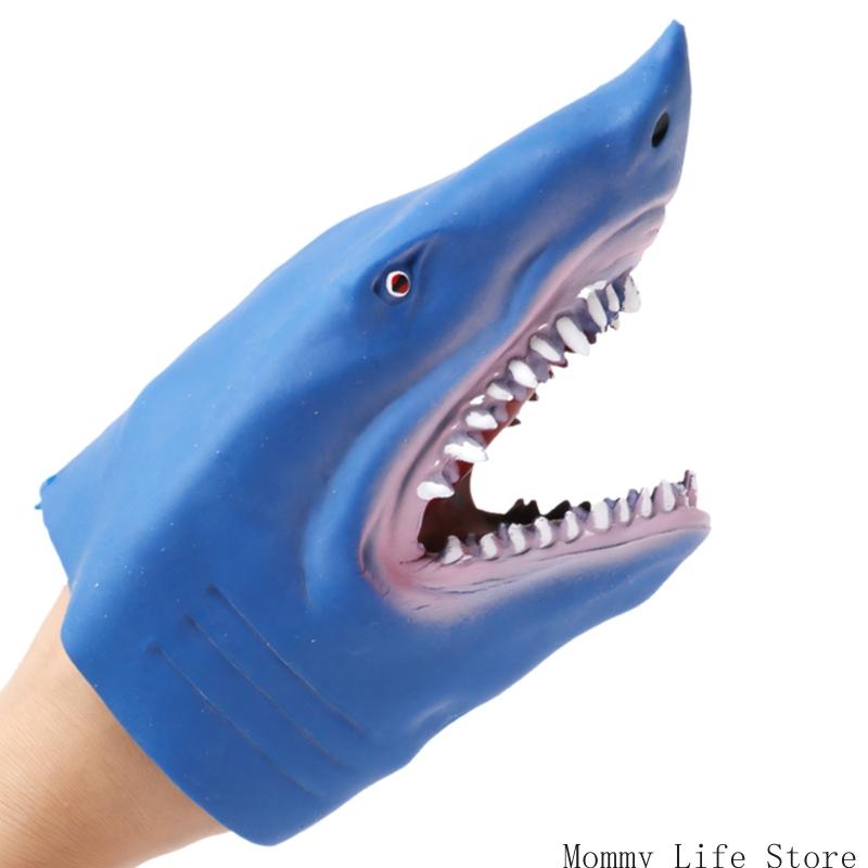 Cartoon Shark Vinyls Toy Hand Puppet With Open Mouth Flexible Jaw Creative Stuffed Animal For Children