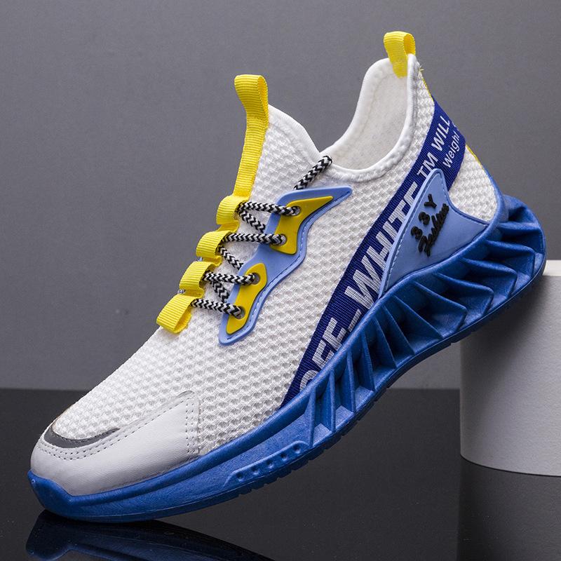 Spring Men's Shoes Lightweight High-elastic Flying Woven Blade Shoes Trendy Color Matching Student Sports Casual Shoes Men