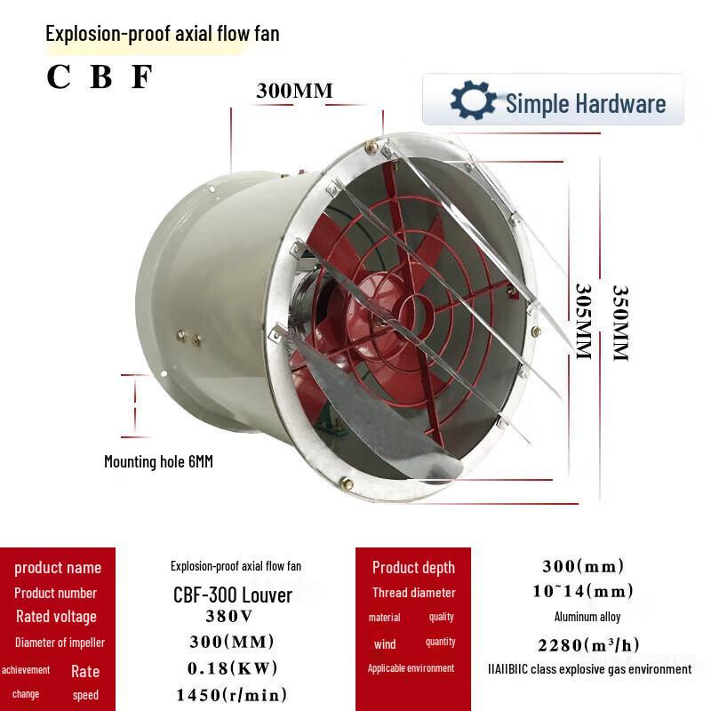 Jianbei CBF-300 Explosion-Proof Axial Flow Fan CN plug (adapter included)