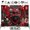 2D Glam Birthday Party Backdrop Red Roses & High Heels Photography Background