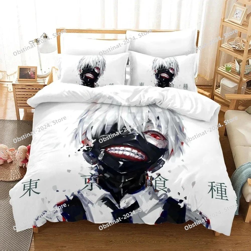 3D Print Anime Tokyo Ghoul Kaneki Ken Bedding Set Printed Duvet Cover Sheet Pillowcase Bed Soft Quilt Cover Full Queen King Size