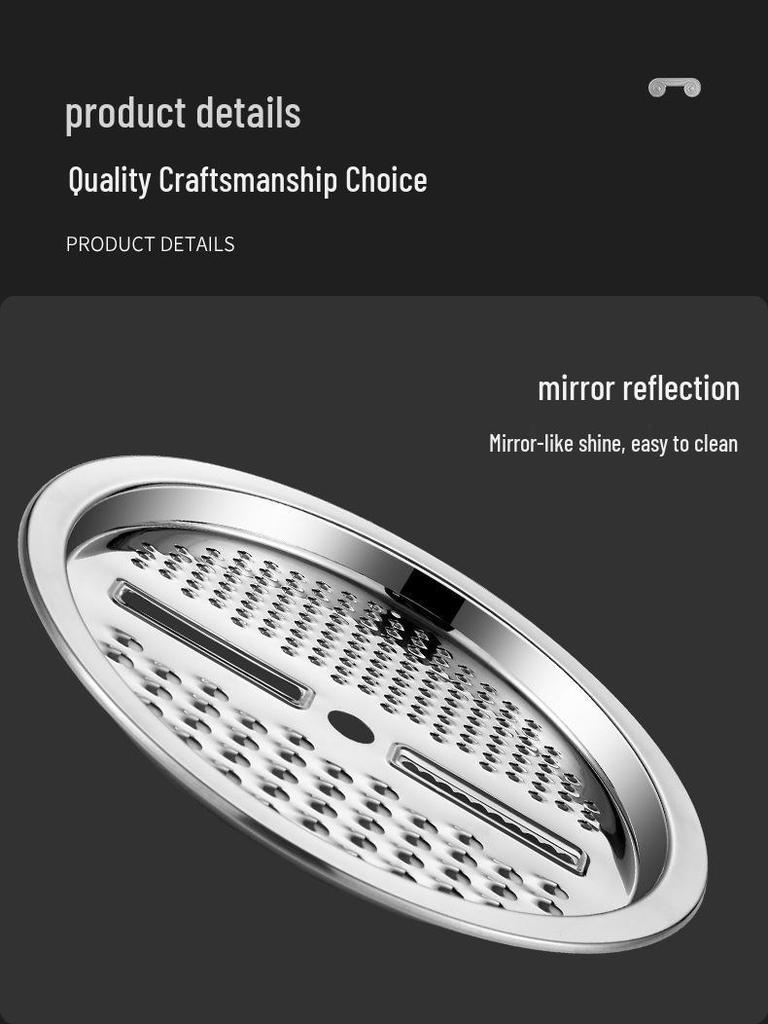Multifunctional Stainless Steel Grater and Drain Basin Set with Slicer and Non-Magnetic Rice Sieve