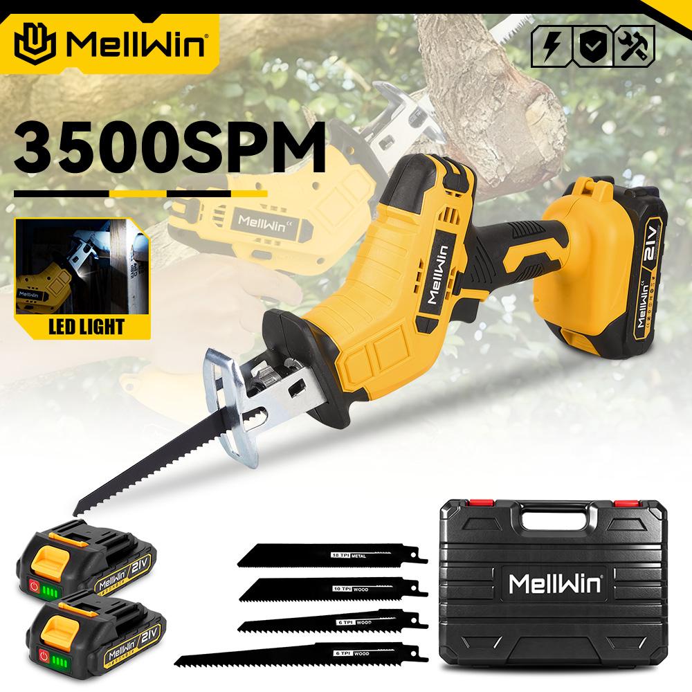 MELLWIN Cordless Electric Reciprocating Saw Handheld Wood Metal Pipe Cutting Electric Saw Tool For Makita 18V Battery Pin