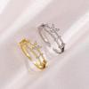 Chao Xiaobai 925 Sterling Silver Butterfly Ring with Zirconia - Open Double Layer Geometric Design for Women