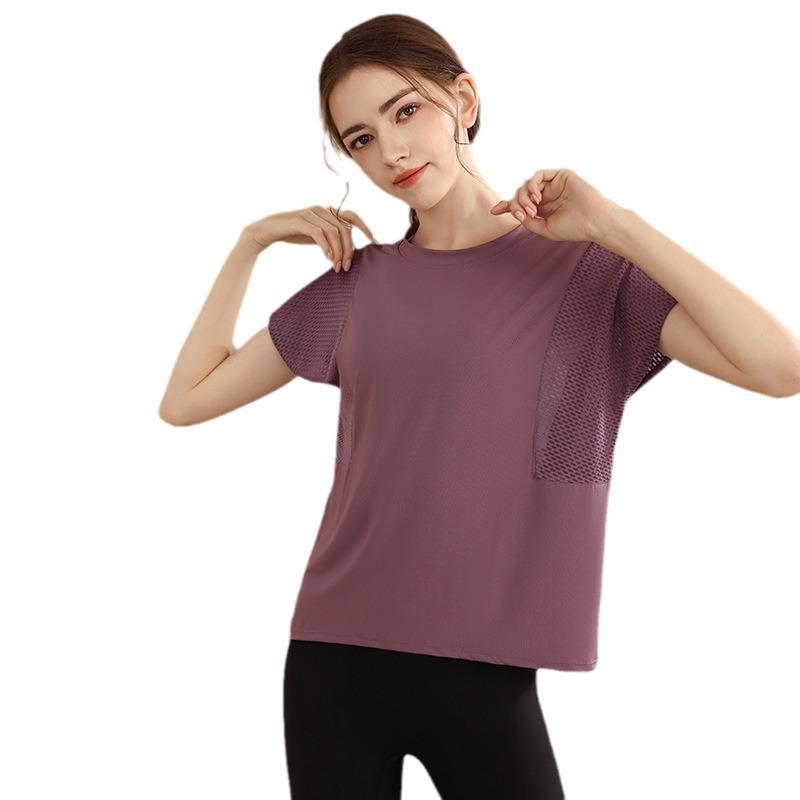Damen Sommer Mesh Einsatz Schnelltrocknendes Fitness Top