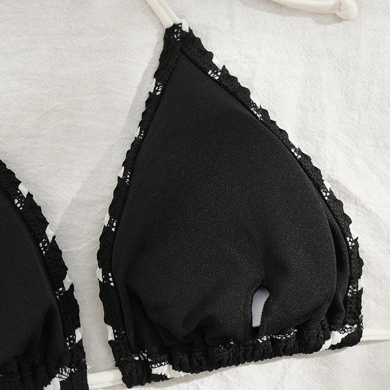 Sexy gestreifter Bikini Damen Badeanzug Dreiteilige Bademode Weiblich String Bikini Set Schwimmen Badeanzüge Shorts Biquini