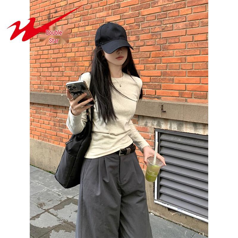 Shuangxing Women s Slim-Fit Long-Sleeve Round Neck Base Layer T-Shirt M