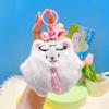 Cartoon Stuffed Animal Doll Keychain Fluffy Doll Squeaky White Dog Pendant  Backpack Decor