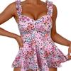 2025 Women's European & American Printed Skirted Bikini Set - Two-Piece Sling Swimsuit for Beach & Hot Springs