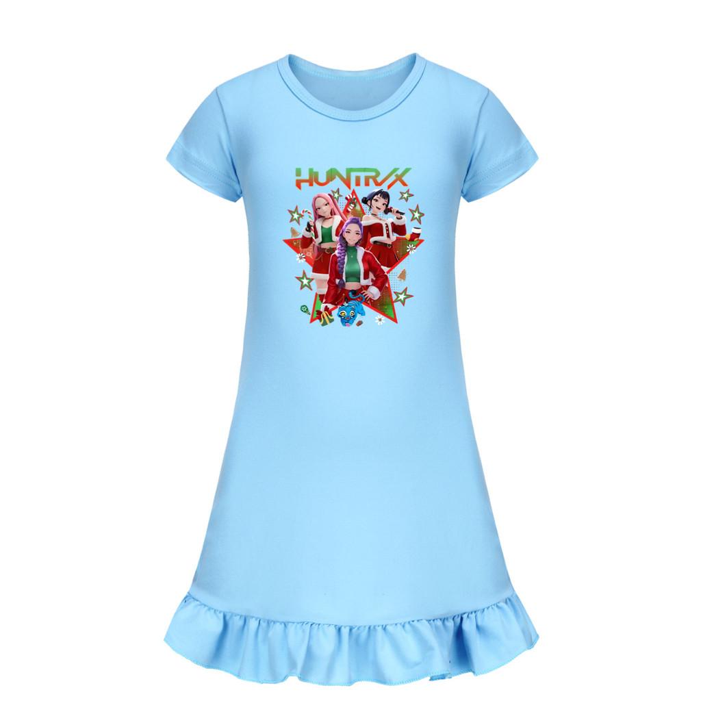 5182 Kids Girls Christmas New Year Mira Zoey Rumi Printed Ruffle Short Sleeves Casual Dress