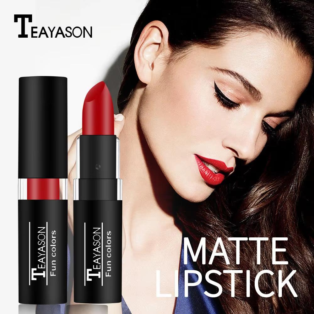 1 Stück Langanhaltendes Pigment Nude Lila Schwarz Blau Rot Grün Lippenstift Wasserdicht Samtmatt Luxus Lippen Make-up Kosmetik