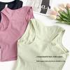 Damen Ripp-Y-Rücken Yoga Tanktop mit festen Cups - Hohe Elastizität, Figurbetont, Integrierter Sport-BH