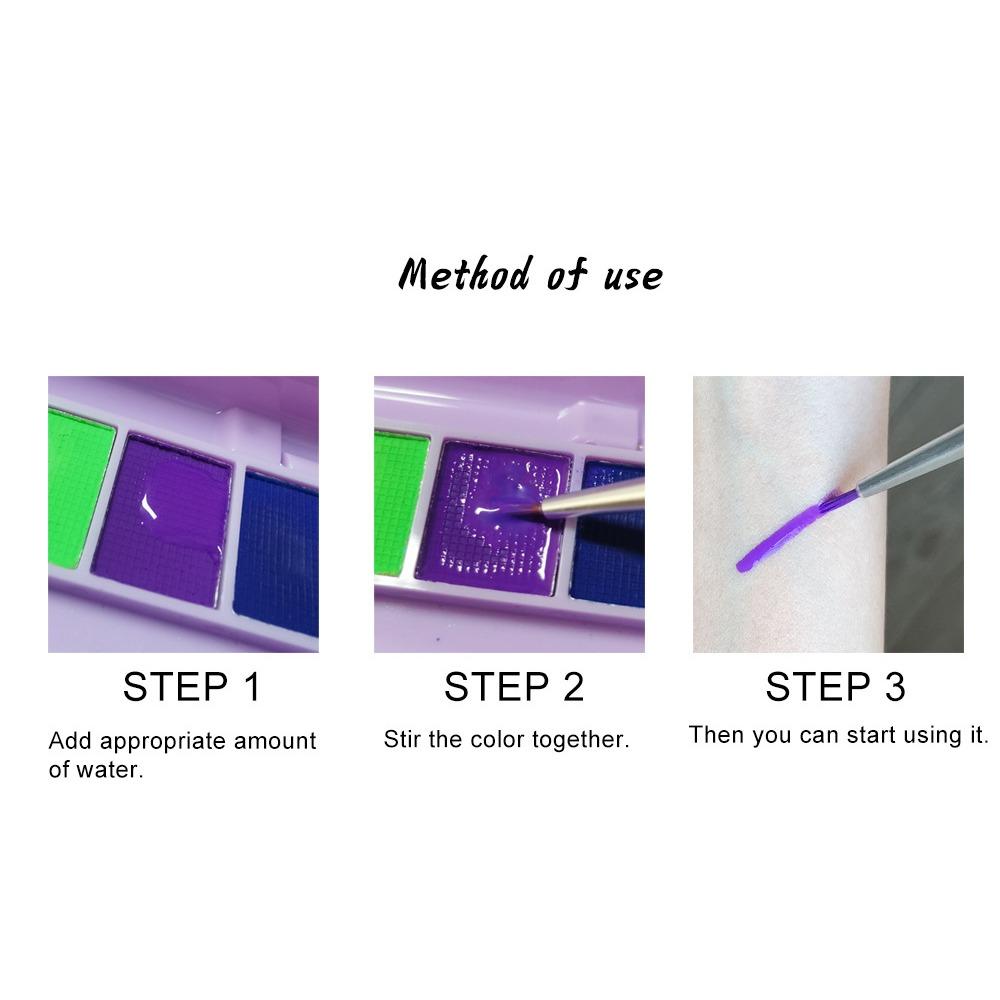 HANDAIYAN Wasserlösliche fluoreszierende Make-up-Scheibe, menschliche Farb-Malscheibe, Leistung, Gesichtsfarbe, Make-up, Eyeliner, Lidschatten