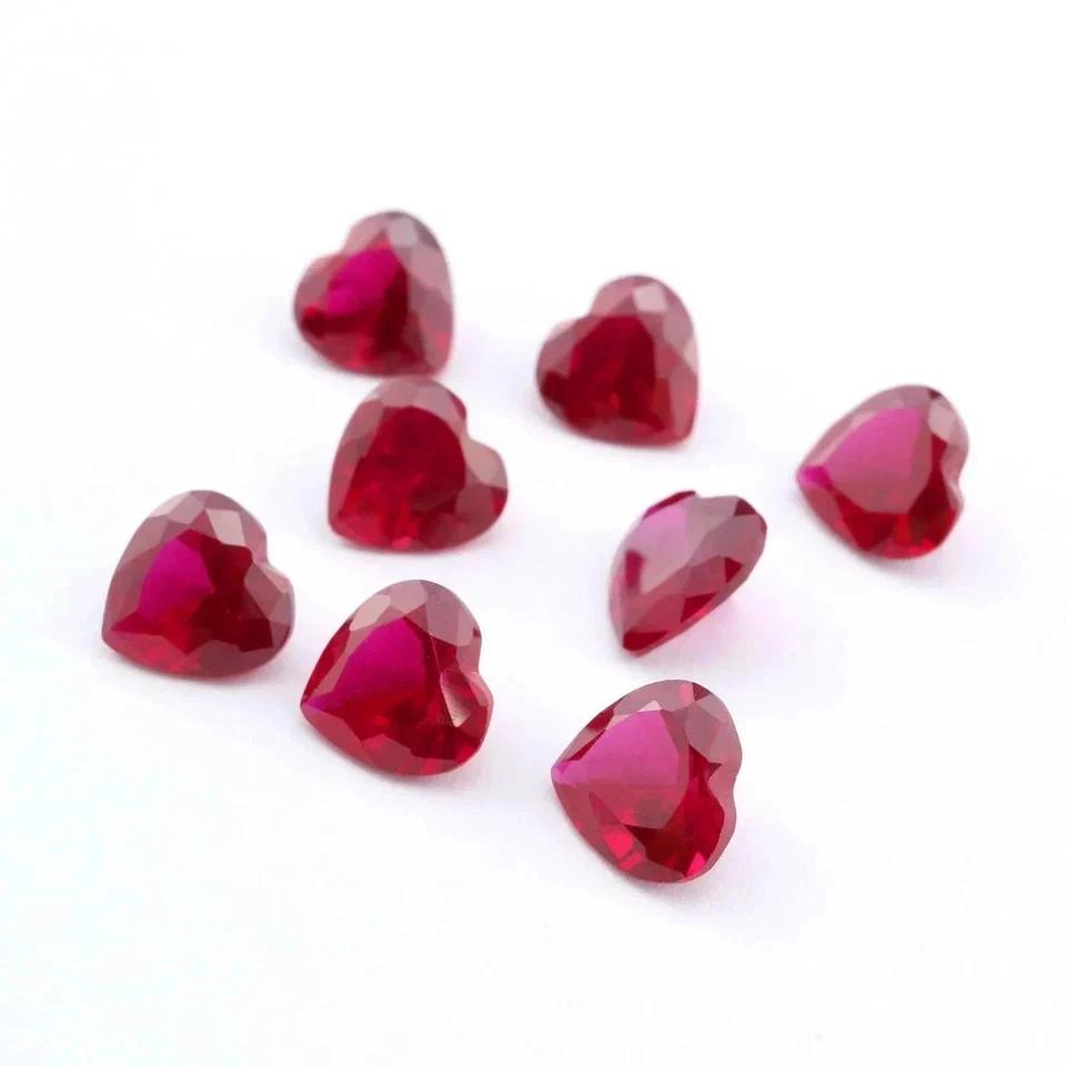 60 Pcs Certified Burmese Natural Red Ruby Heart Cut Loose Jewelry Stones Lot