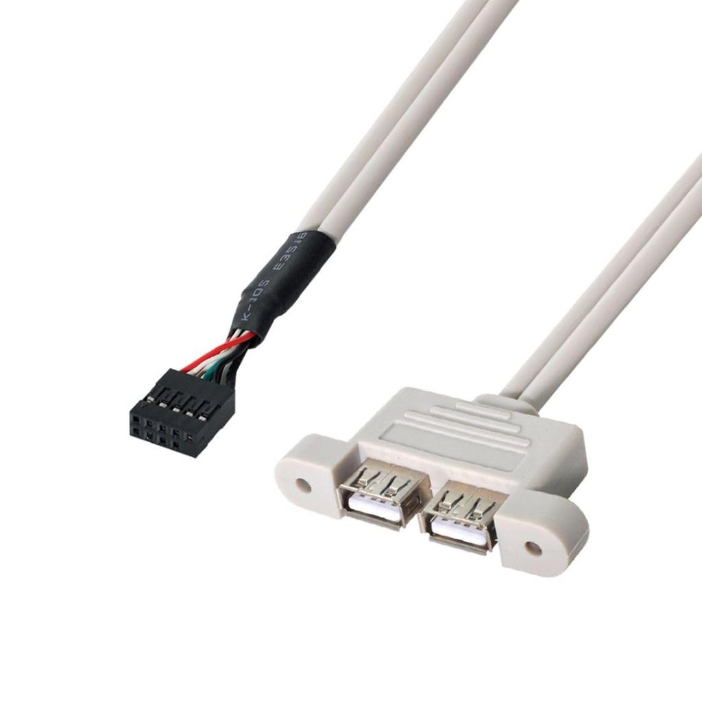 Chenyang Motherboard Header to 1 to 2 USB Port Multiplier Panel 40cm with 80mm PCI Bracket 9-Pin 2.0 Cable,