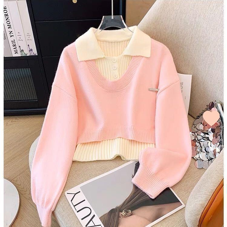 Korean College Style Knit Sweater Two-Piece Set for Fall/Winter 2025