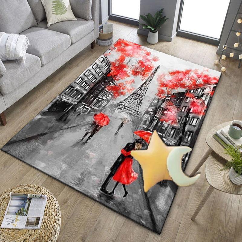 Parisian Eiffel Tower Romance Office Rug Chair Mat, Entryway Carpet, Suitable for Front Door, Bedroom, Living Room, Desk, Holiday Gift