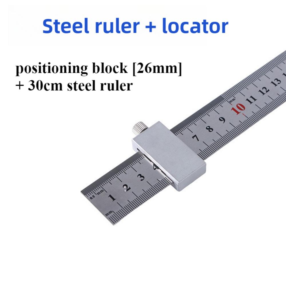 Stainless Steel Ruler Positioning Block 15/20/30/40cm Steel Ruler Scribing Limiter for Woodworking