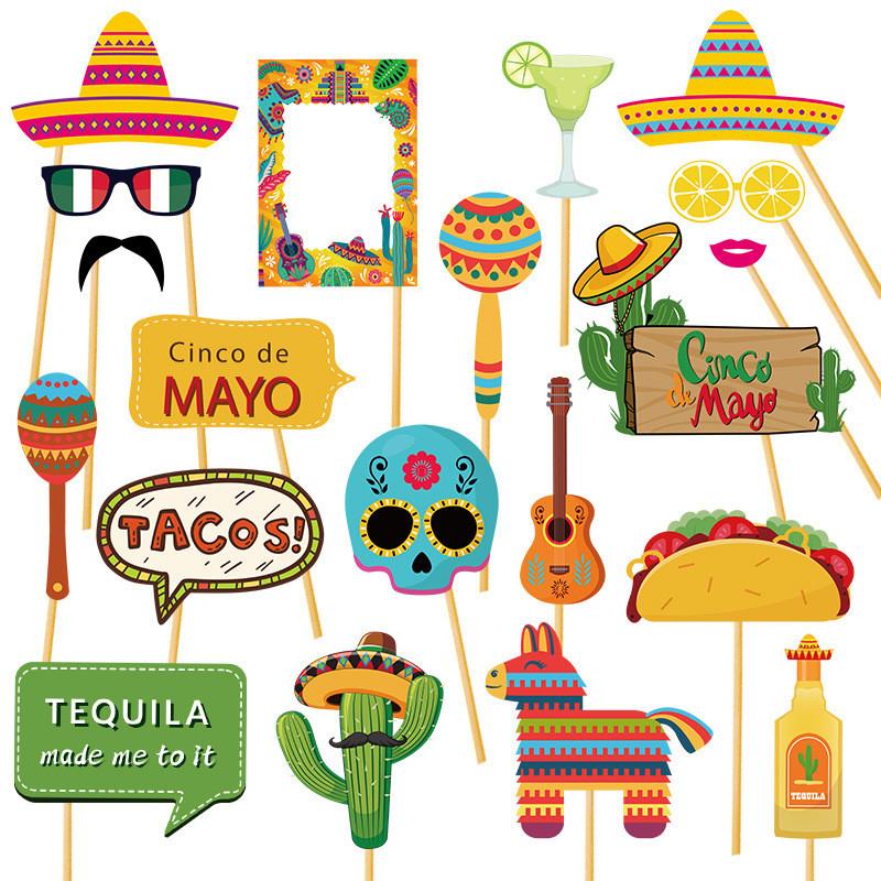 Mexican Photo Booth Props Set Of 20 For Celebrations And Decorations Party