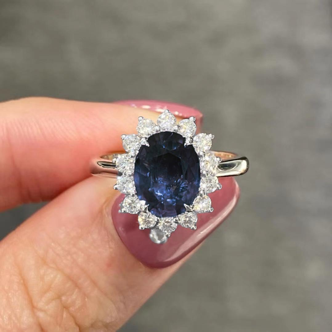 

Женское кольцо с цирконием, позолоченное красными и синими бриллиантами, женские украшения, классические украшения No. 10