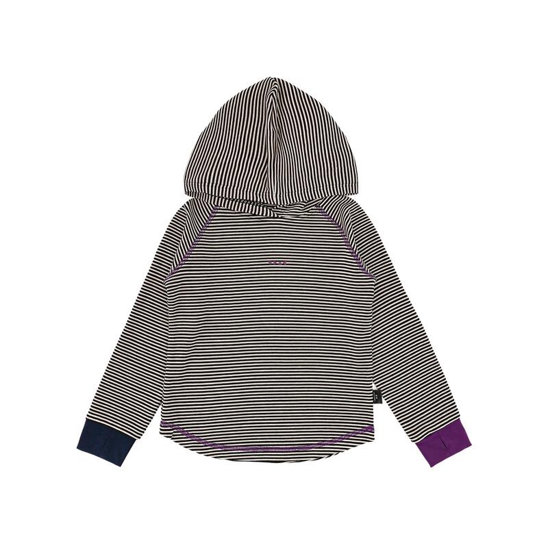 Girls  Striped Lyocell Wool Hooded Long-Sleeve Tee #140