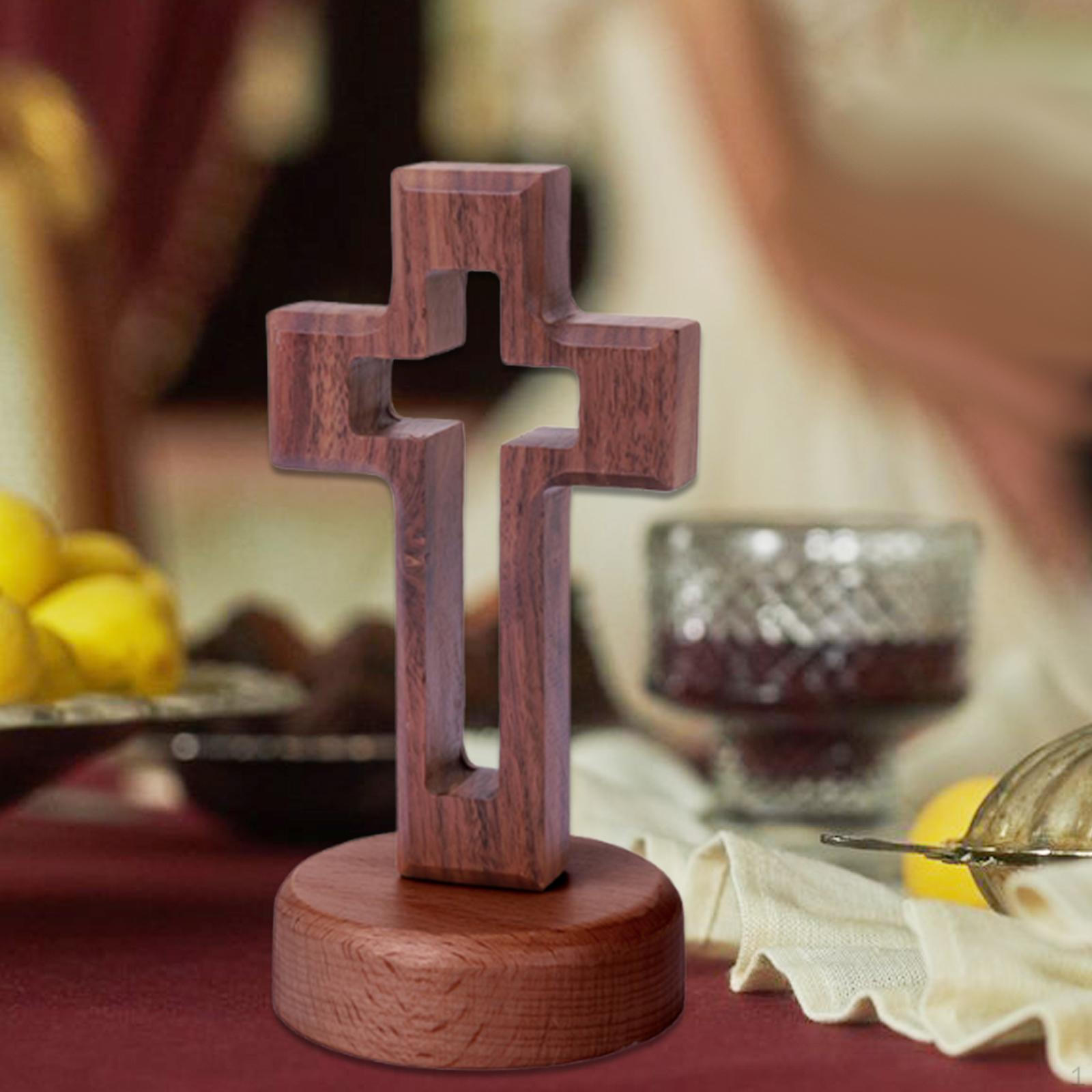 

Католический Деревянный Религиозный Сувенир Настольный Крест для Полки Декор для Молитвы Round Base