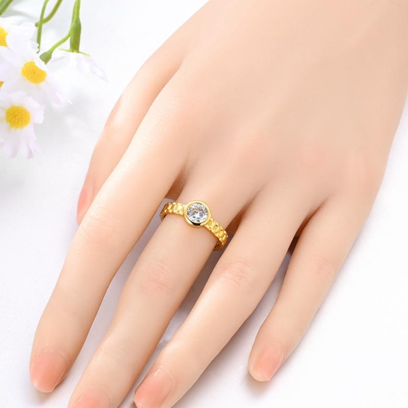 Copper Authentic Gold Plated Sparkle Zircon Meteor Moon Womens Anniversary Gift Engagement Rings for Women Mens Jewellery
