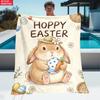 Hoppy Easter Thin Flannel Blanket for Bedrooms,Living Rooms,Sofas Blankets,Lunch Breaks,Picnics,blankets Fluffy