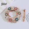 Wear-resistant Brooch Women Scarf Fastener Sparkling Rhinestones Leaves Flower Shape