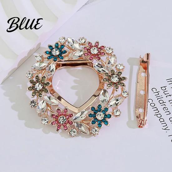 Wear-resistant Brooch Women Scarf Fastener Sparkling Rhinestones Leaves Flower Shape