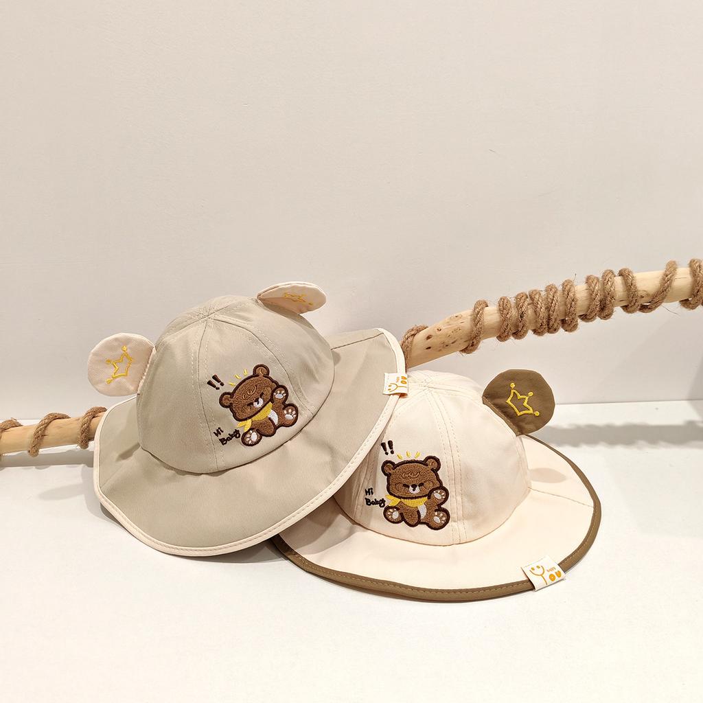 Baby Fisherman Hat 50cm 1-3 Years Cartoon Bear Toddler Girls Sun Hat Kids UV Protection Cap Boys Summer Sunscreen Hat