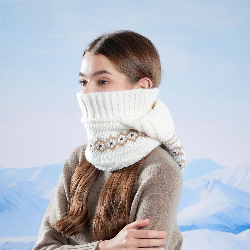 Acrylic Knit Hat With Face Mask And Ear Cover For Winter Warmth And Wind Protection