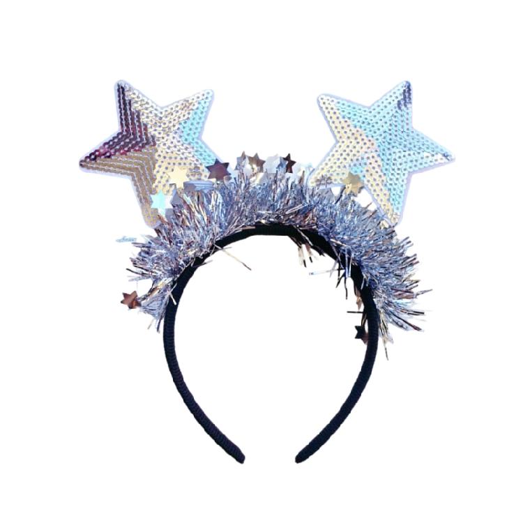 Новогодние Головные Уборы Модные Повязки на Голову Удобные Повязки Универсальные Головные Уборы для Стильных Женщин и Девушек серебряный