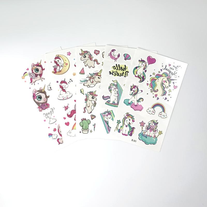 10 Sheetsset Children Cute Cartoon Unicorn Temporary Tattoo Stickers For Kids Body Arm Fake Tattoo Makeup Sticke
