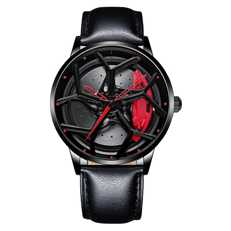 SVJ2021 RS8 Men's 3D Brakes Hollow Dial Sports Car Black Waterproof Watch