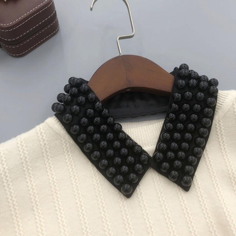 M7DD Fashionable Imitation Pearls Beaded False Collar for Women Casual Formal Wear Detachable Choker Shirt Insert Collar Lapel