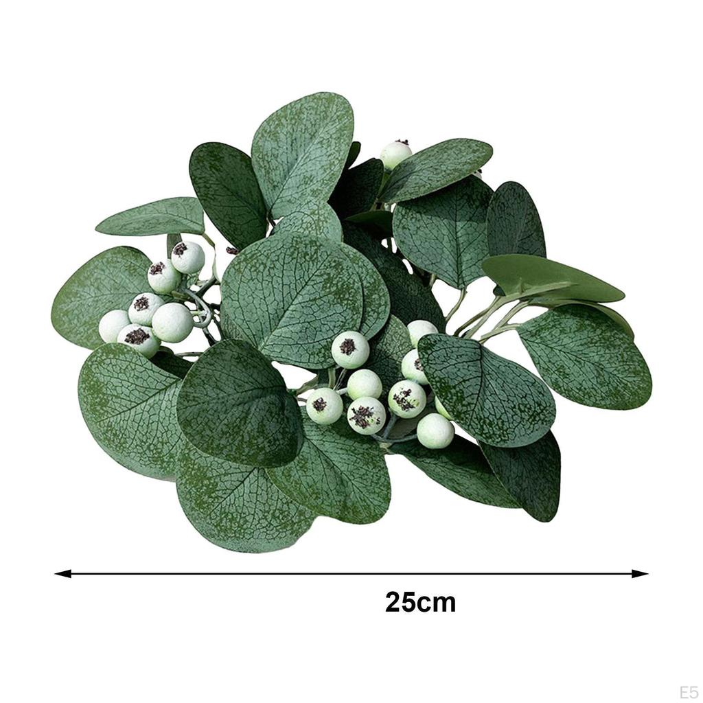 Candle Ring Artificial Eucalyptus Leaves Wreath 9.8inch Home Decor Small Boho Pillar