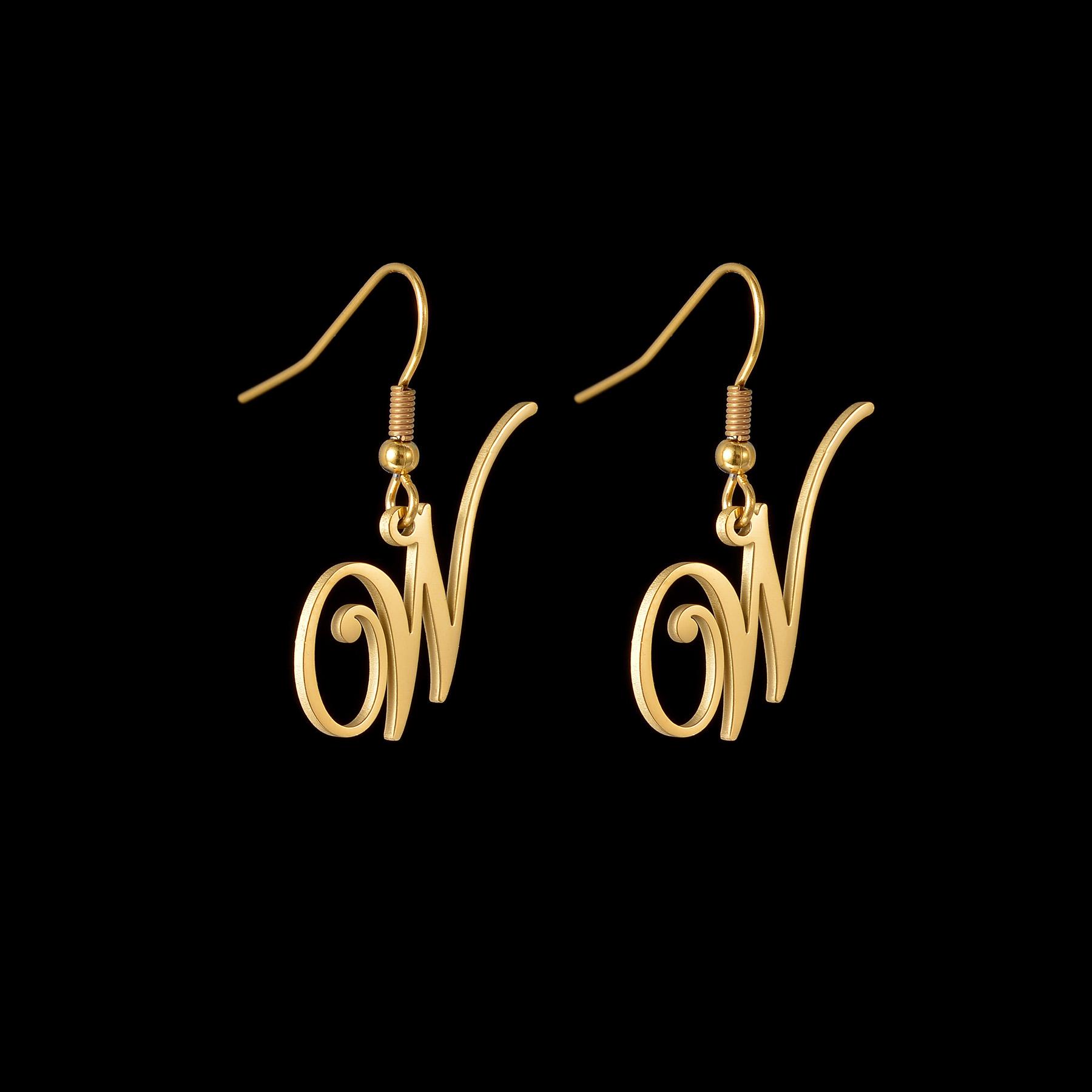 

Atoztide Personalized Custom Frosted Big Letter Hoops Earring Stainless Steel for Women Customized Zircon Christmas Jewelry Gift silver color