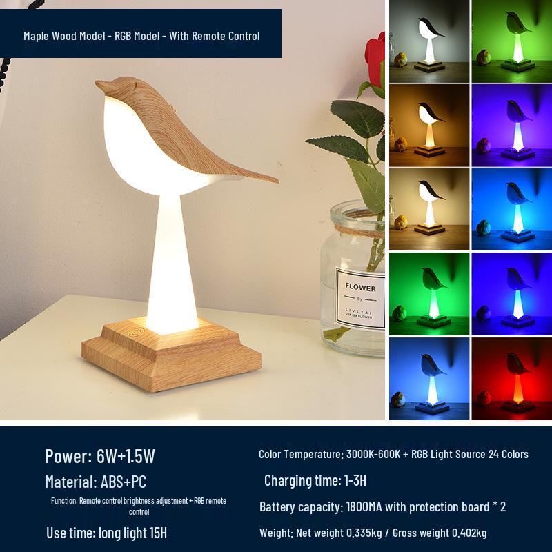 Net Celebrity Bird Aroma Desk Lamp: Creative Magpie Touch Rechargeable Decorative Night Light for Bedroom & Student Reading