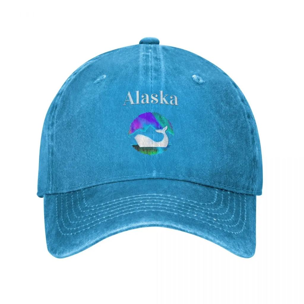 Alaska The Last Frontier Men Women Baseball Caps Funny Northern Light Distressed Washed Hat Vintage Outdoor All Seasons Snapback