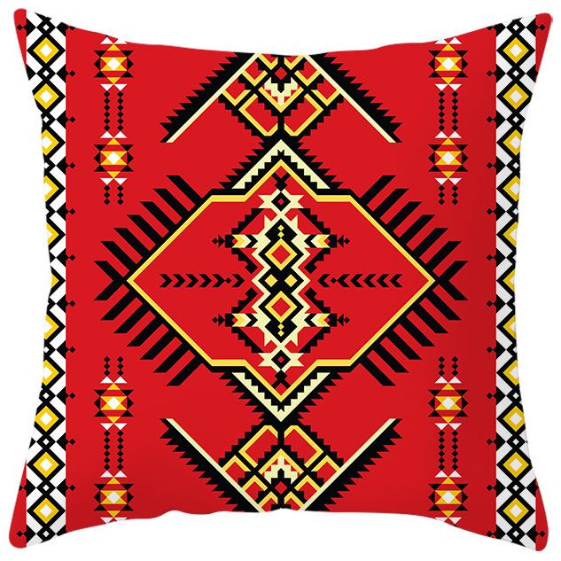 New Ethnic Style Pillow Cover Bohemian Color Geometric Pattern Peach Leather Velvet Retro Pillow Cushion Cover