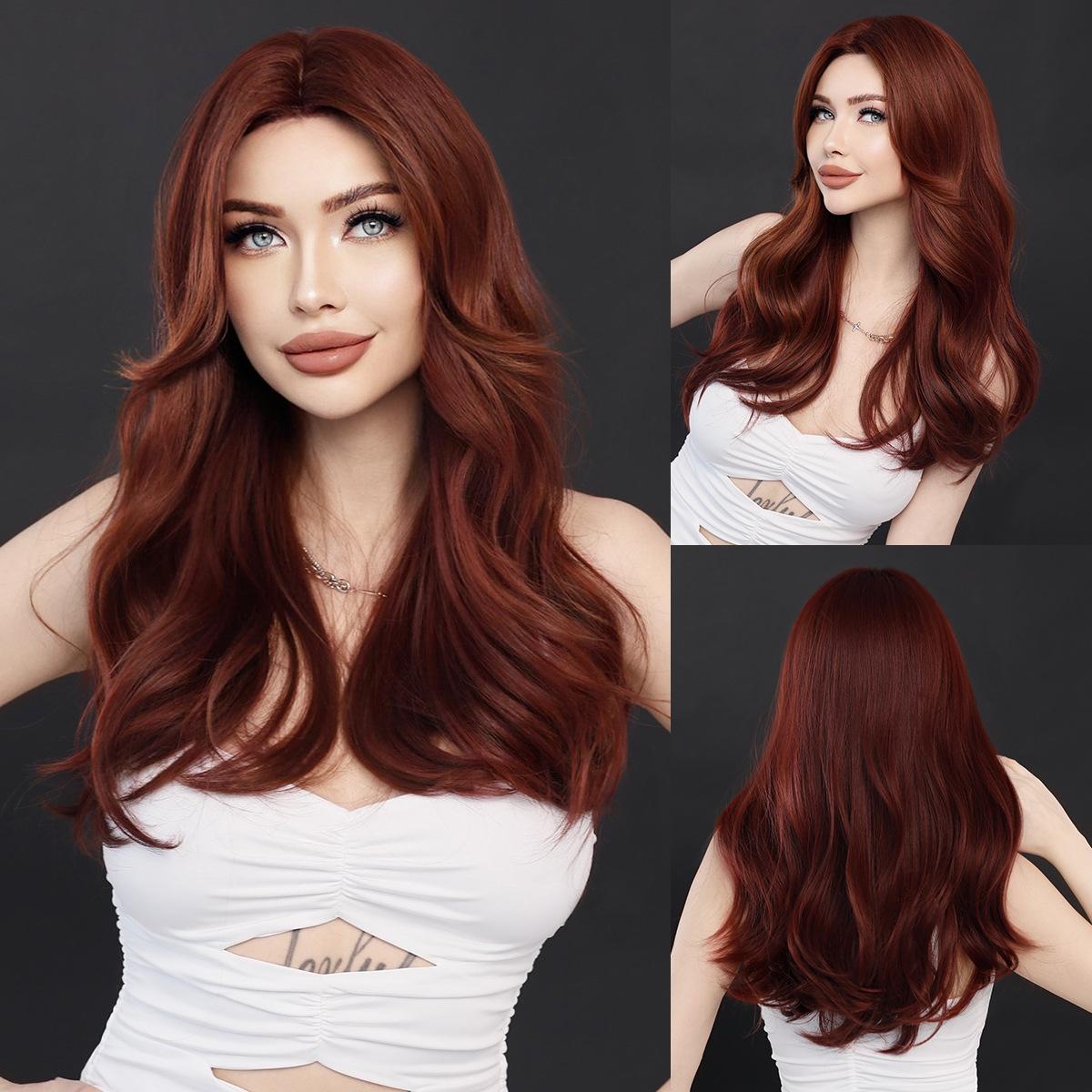 

Ladies Wine Red Wavy Wigs
