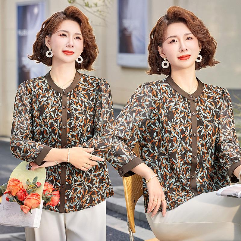 

Fashionable 2026 Spring-Autumn Women s Three-Quarter Sleeve T-Shirt 3XL (120-135 lbs) квітковий