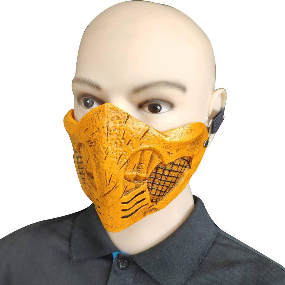 Stunning Mortal Kombat Scorpion Half Face Mask Crafted From Durable Resin For Cosplay Events