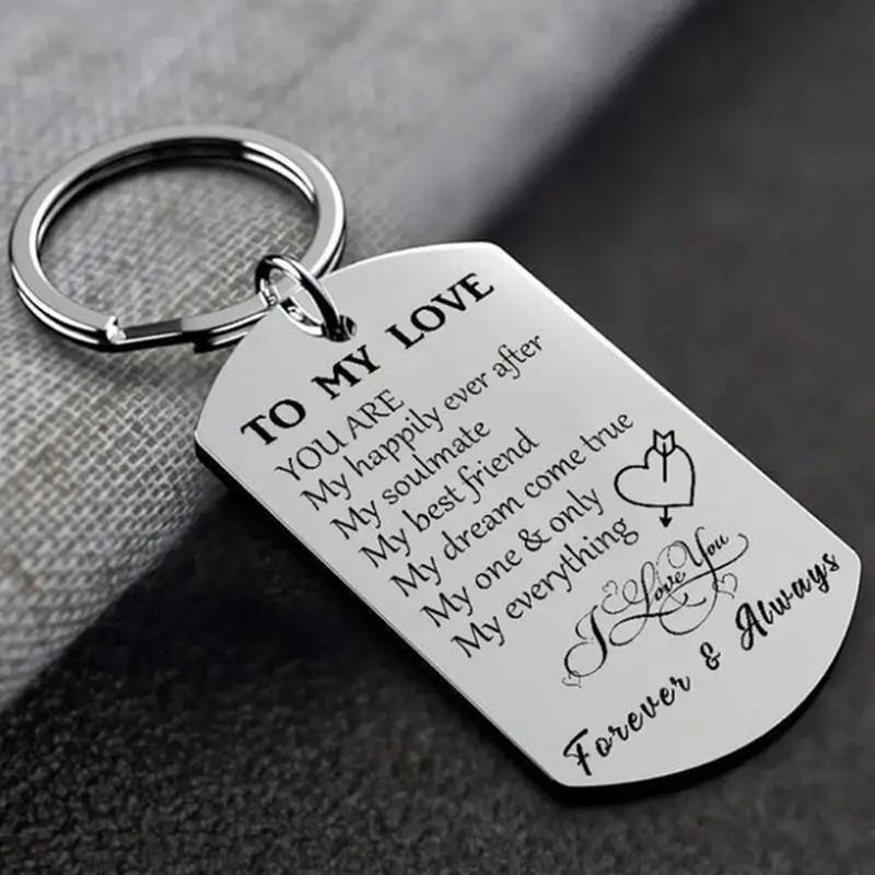 To My Love Keychain Stainless Steel Key Ring Valentine's Day Wedding Anniversary Gift For Husband Wife Boyfriend Girlfriend